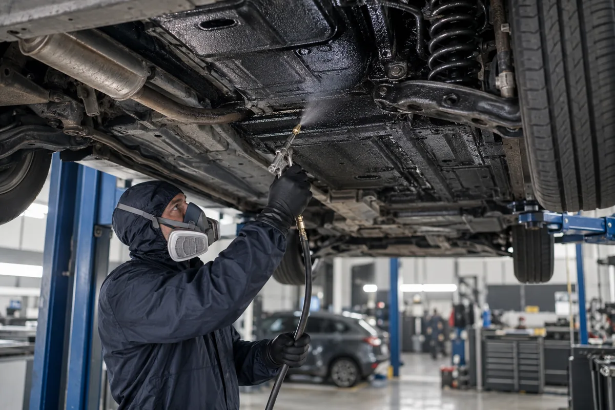 Иллюстрация антикоррозийной обработки днища автомобиля